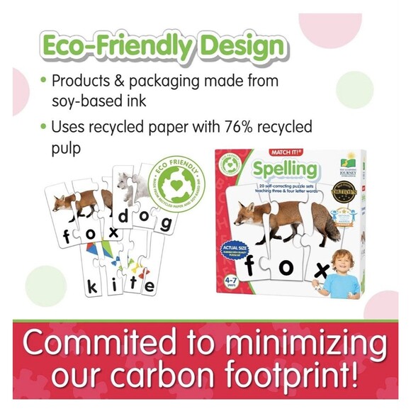 Match It! - Spelling - 20 Piece Learning Spelling Puzzle Kids Preschool 4-7 Ages - Picture 8 of 12